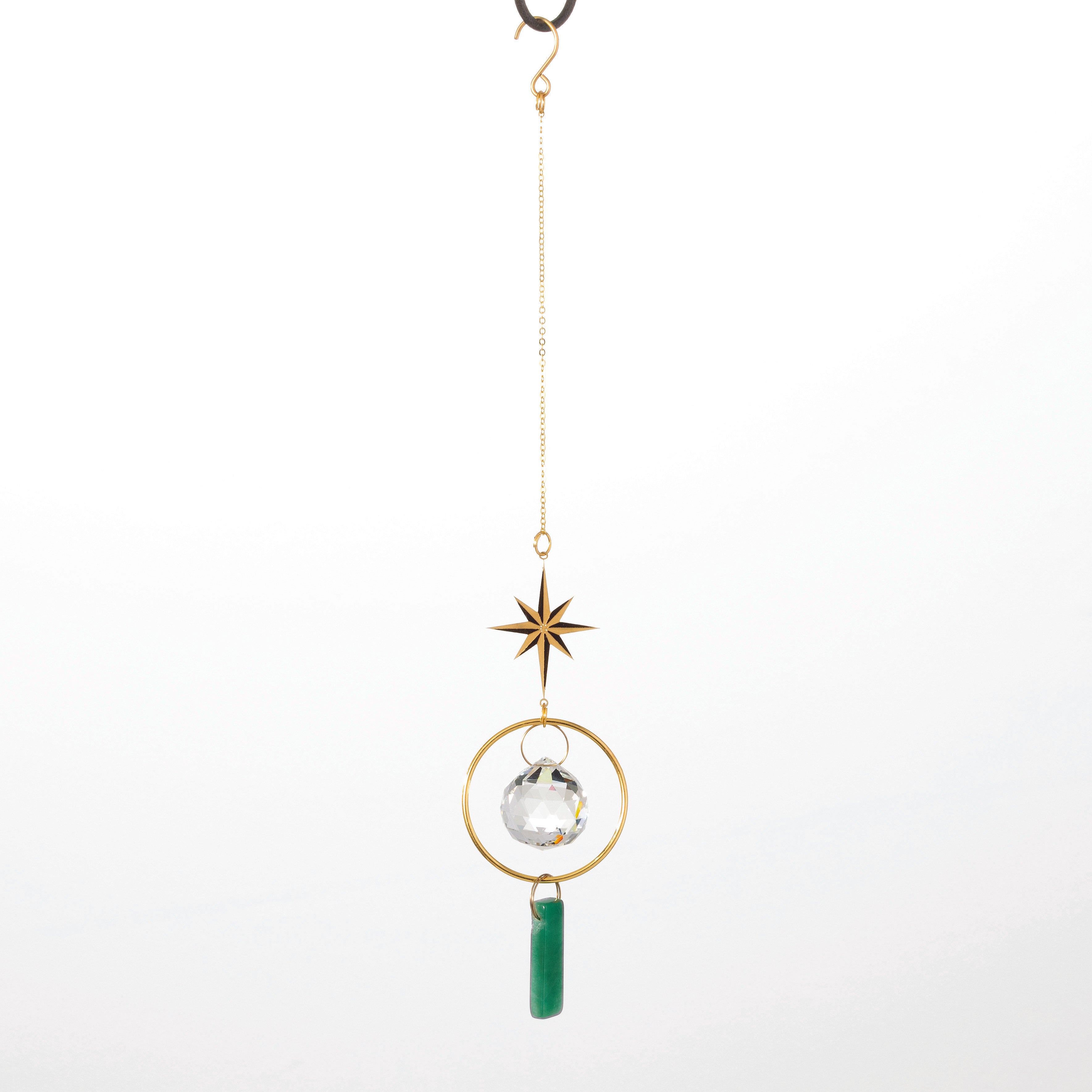 Woodstock Suncatcher-Star-Green stone