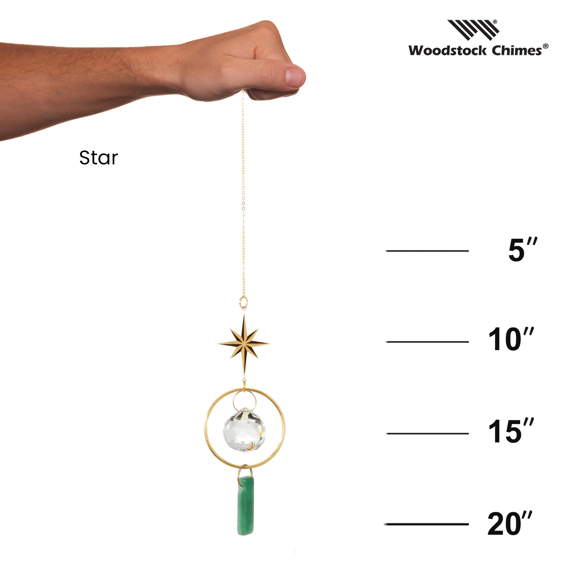 Woodstock Suncatcher-Star-Green stone