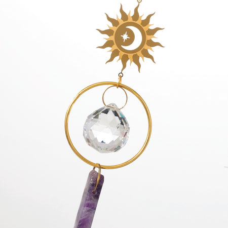 Woodstock Suncatcher-Sun-Purple stone