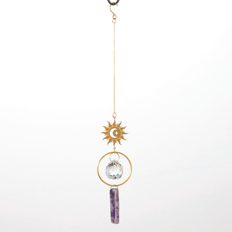 Woodstock Suncatcher-Sun-Purple stone