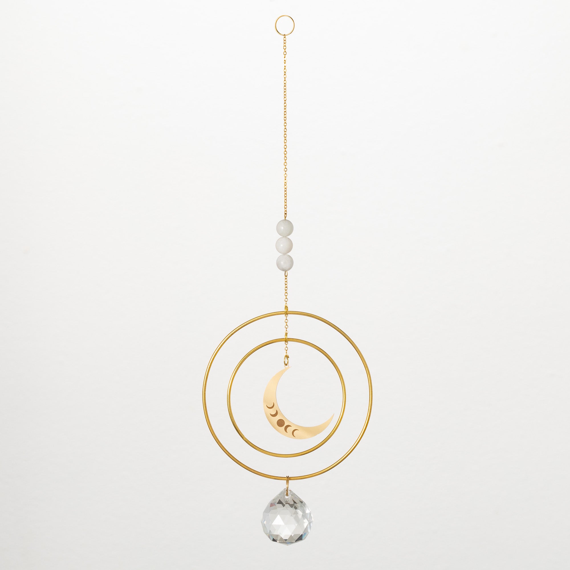 Suncatcher - Crescent Moon, White Stone