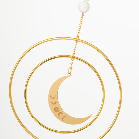 Suncatcher - Crescent Moon, White Stone