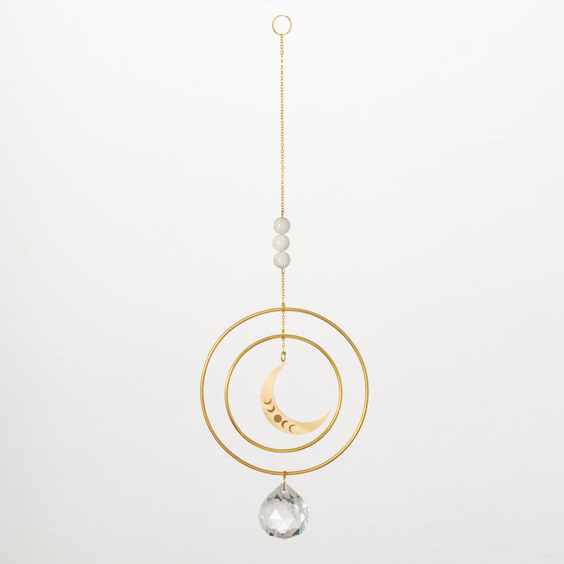 Suncatcher - Crescent Moon, White Stone