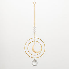 Suncatcher - Crescent Moon, White Stone