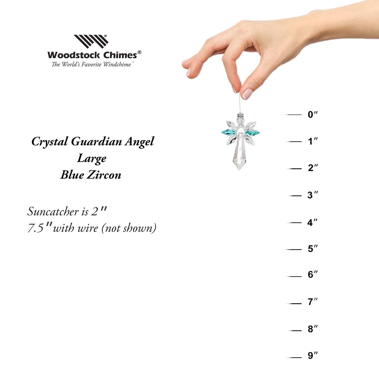 Crystal Guardian Angel Suncatcher - Large, Blue Zircon proportion image