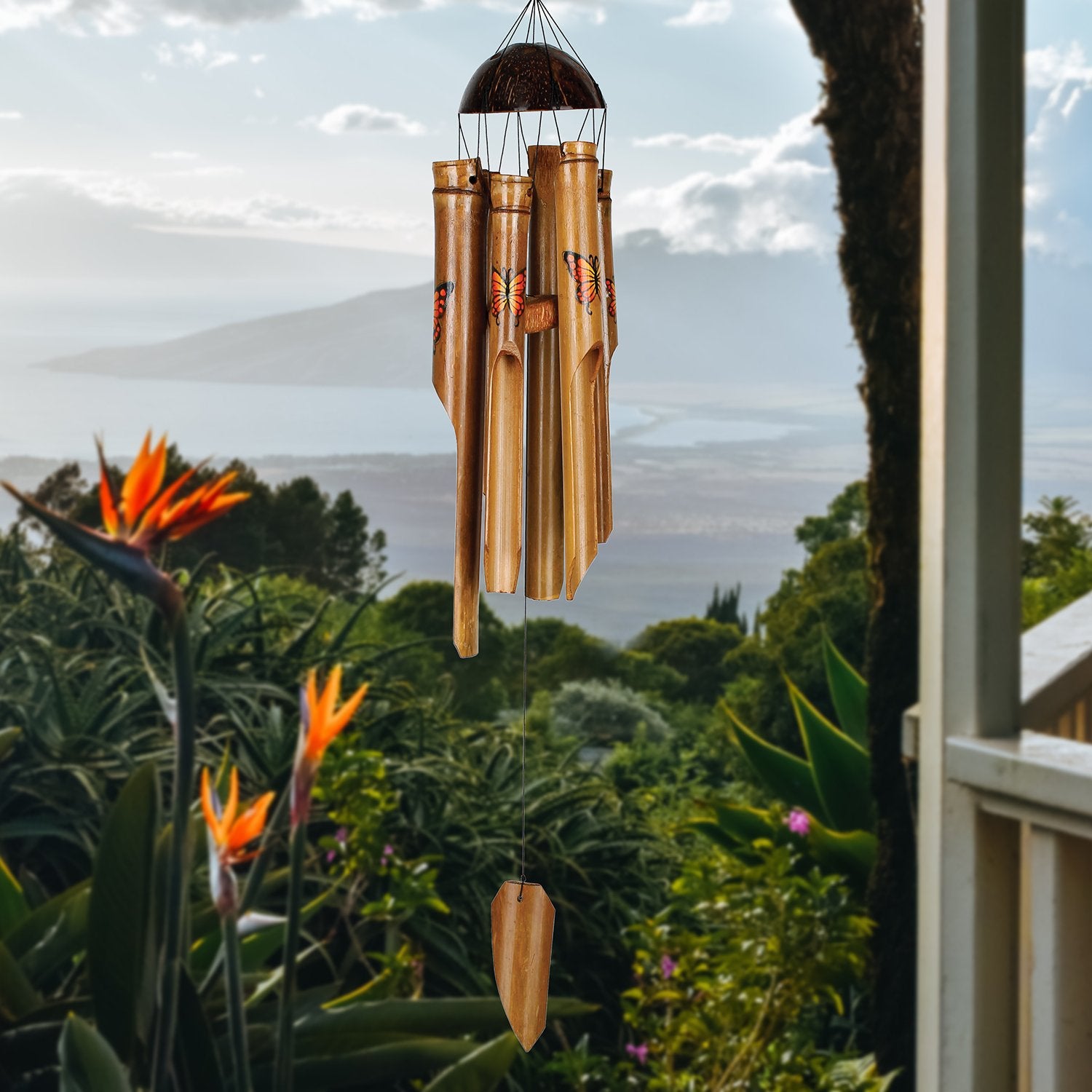 Butterfly Bamboo Chime - Orange lifestyle image