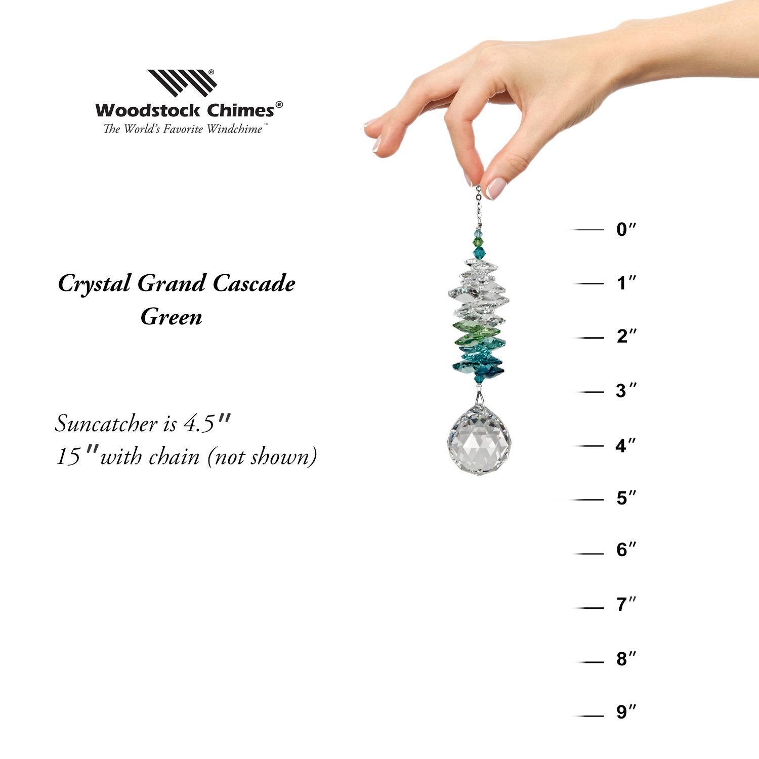 Crystal Grand Cascade Suncatcher - Green proportion image