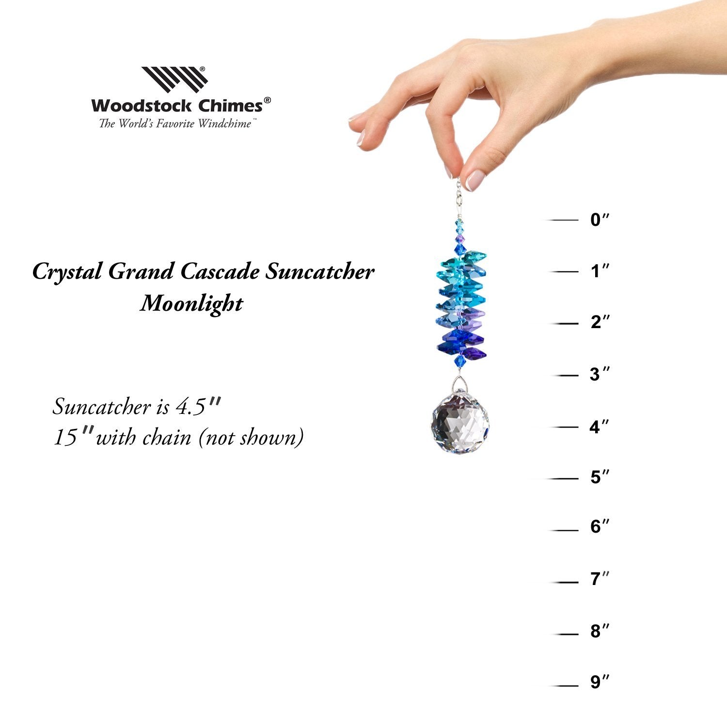Crystal Grand Cascade Suncatcher - Moonlight proportion image