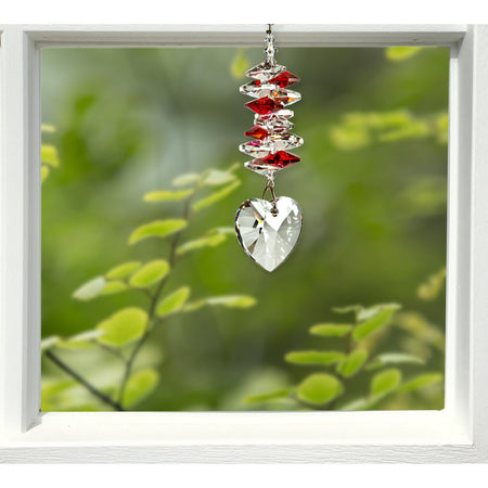 Crystal Heart Cascade Suncatcher - Ruby alernate product image