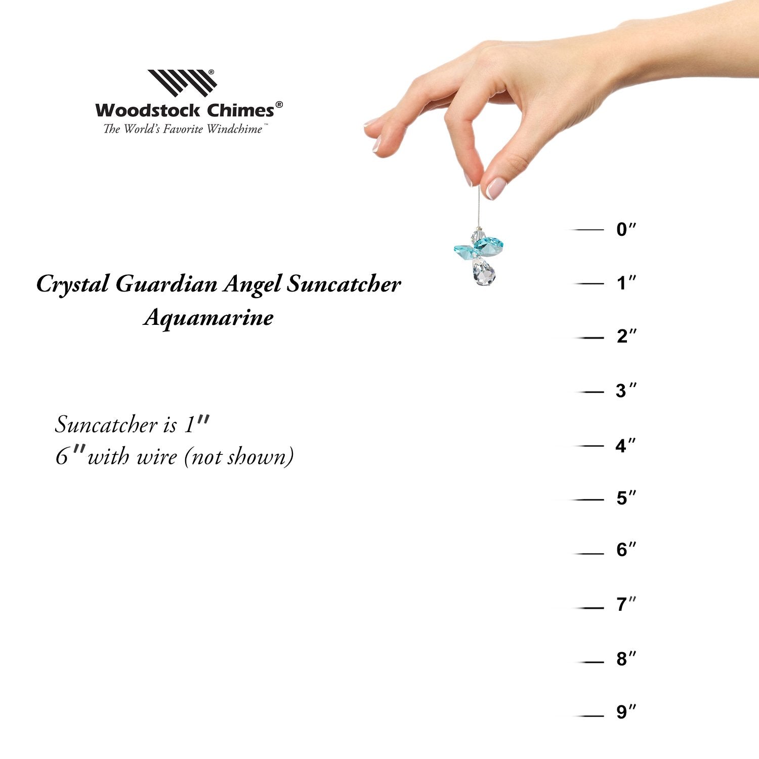 Crystal Guardian Angel Suncatcher - Aquamarine (March) proportion image