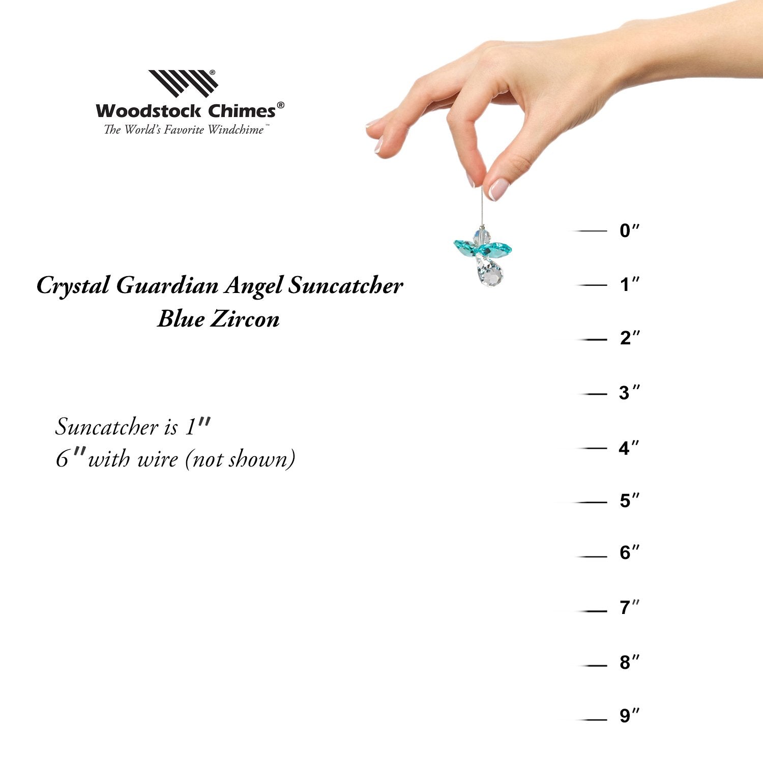 Crystal Guardian Angel Suncatcher - Blue Zircon (December) proportion image