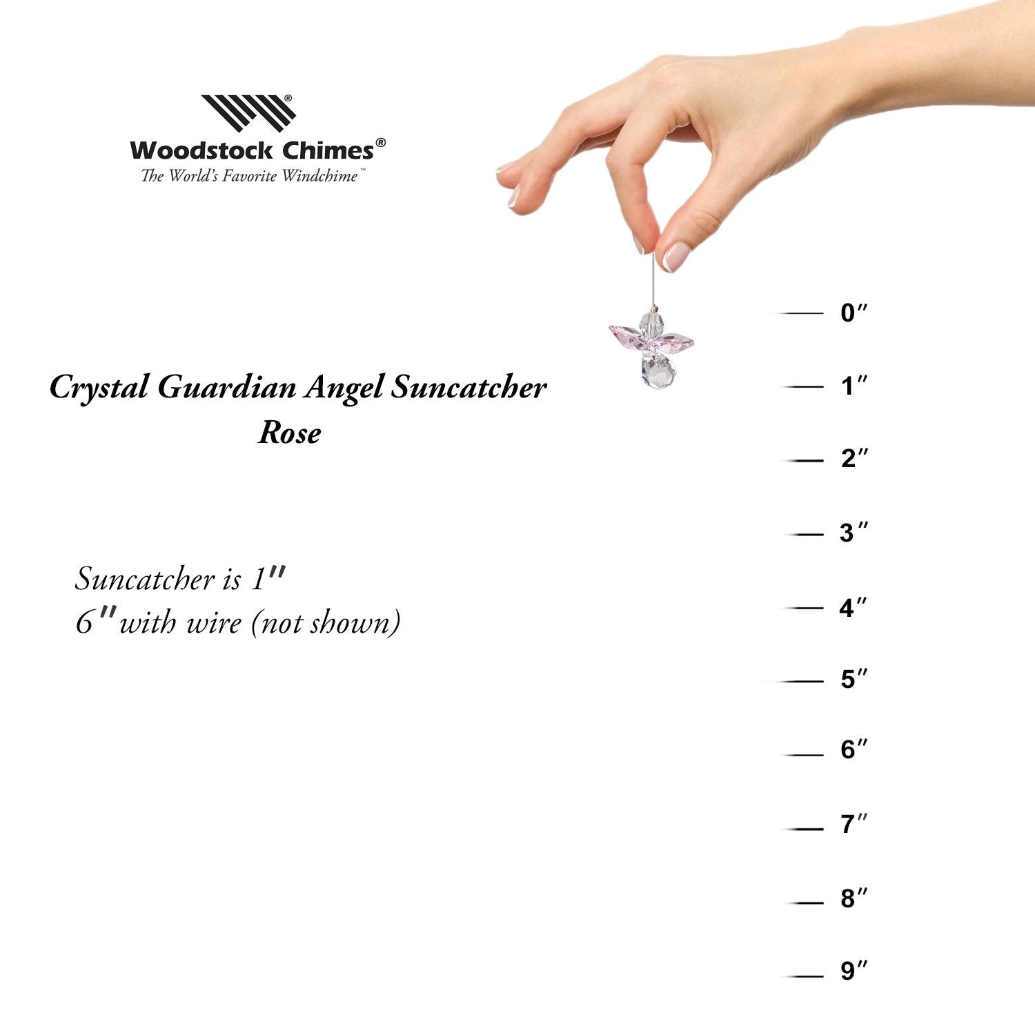 Crystal Guardian Angel Suncatcher - Rose (October) proportion image