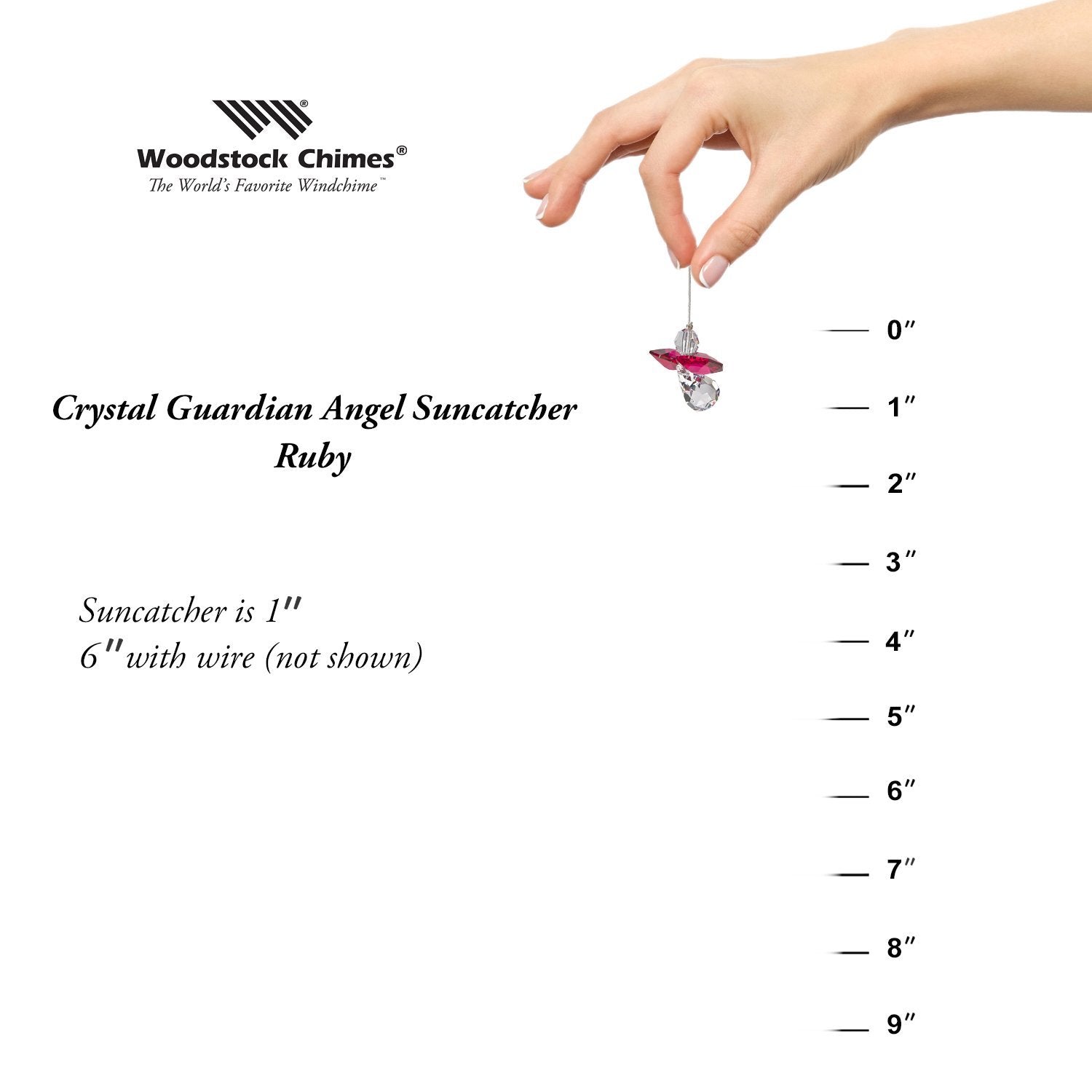 Crystal Guardian Angel Suncatcher - Ruby (July) proportion image