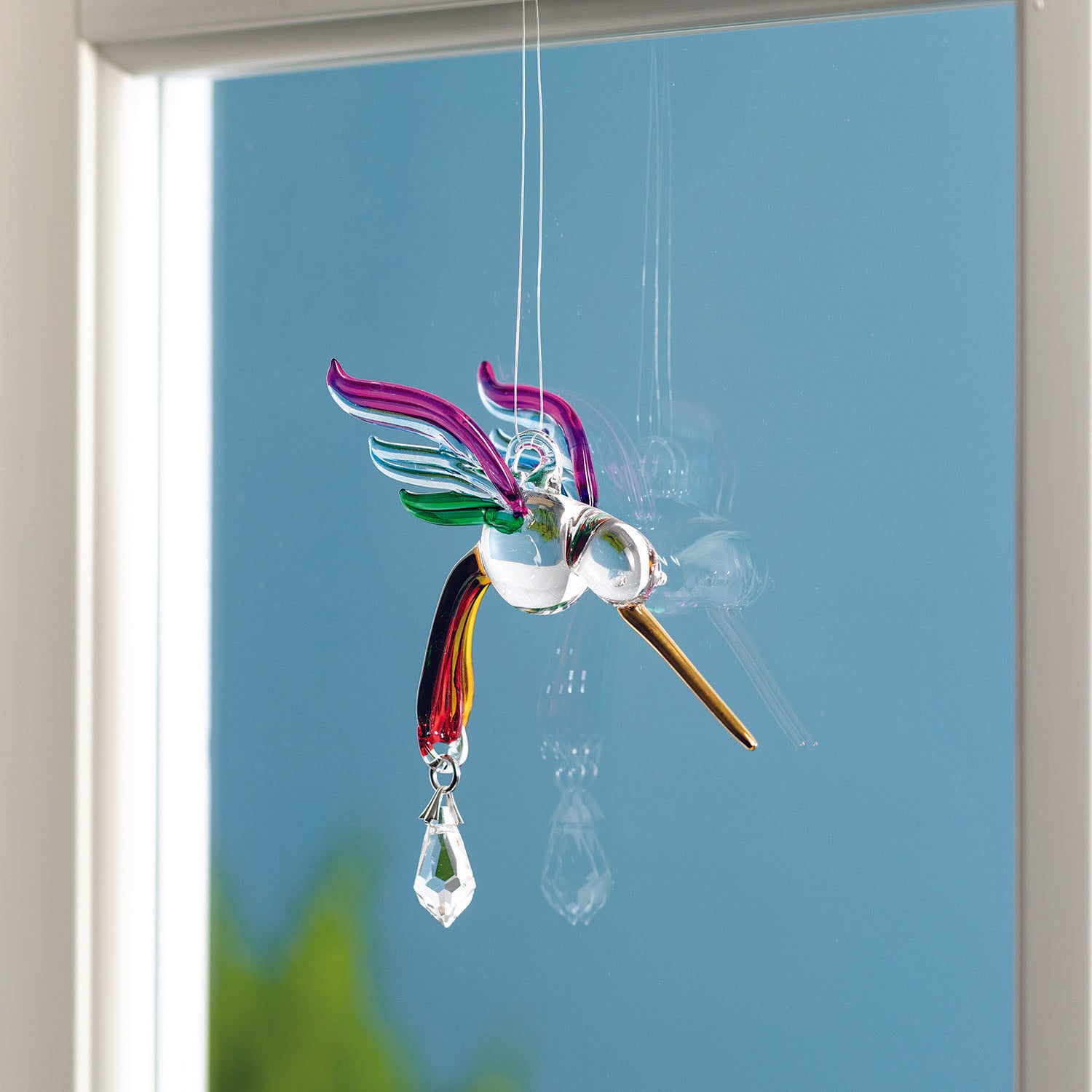 Fantasy Glass Suncatcher - Hummingbird, Summer Rainbow lifestyle image