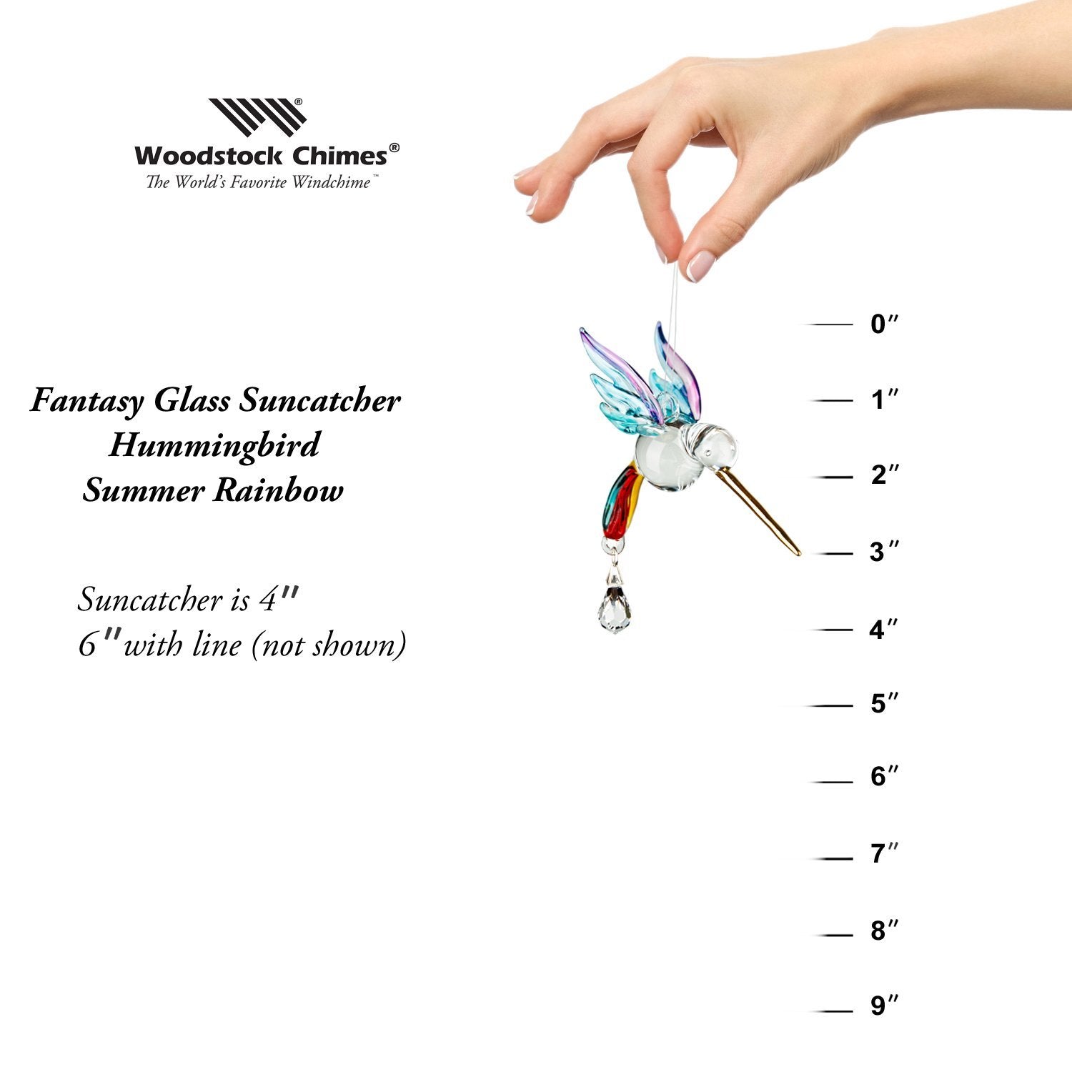 Fantasy Glass Suncatcher - Hummingbird, Summer Rainbow proportion image