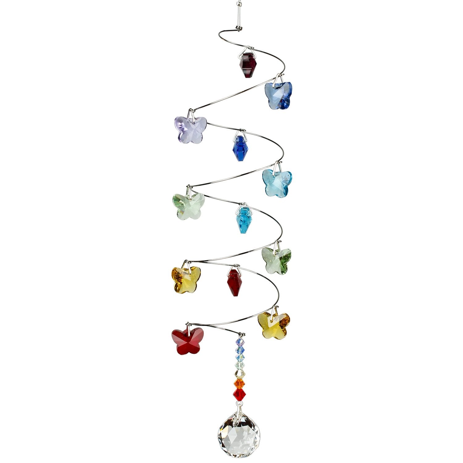Crystal Spiral Cascade Suncatcher - Rainbow Butterflies, Small Ball alternate product image