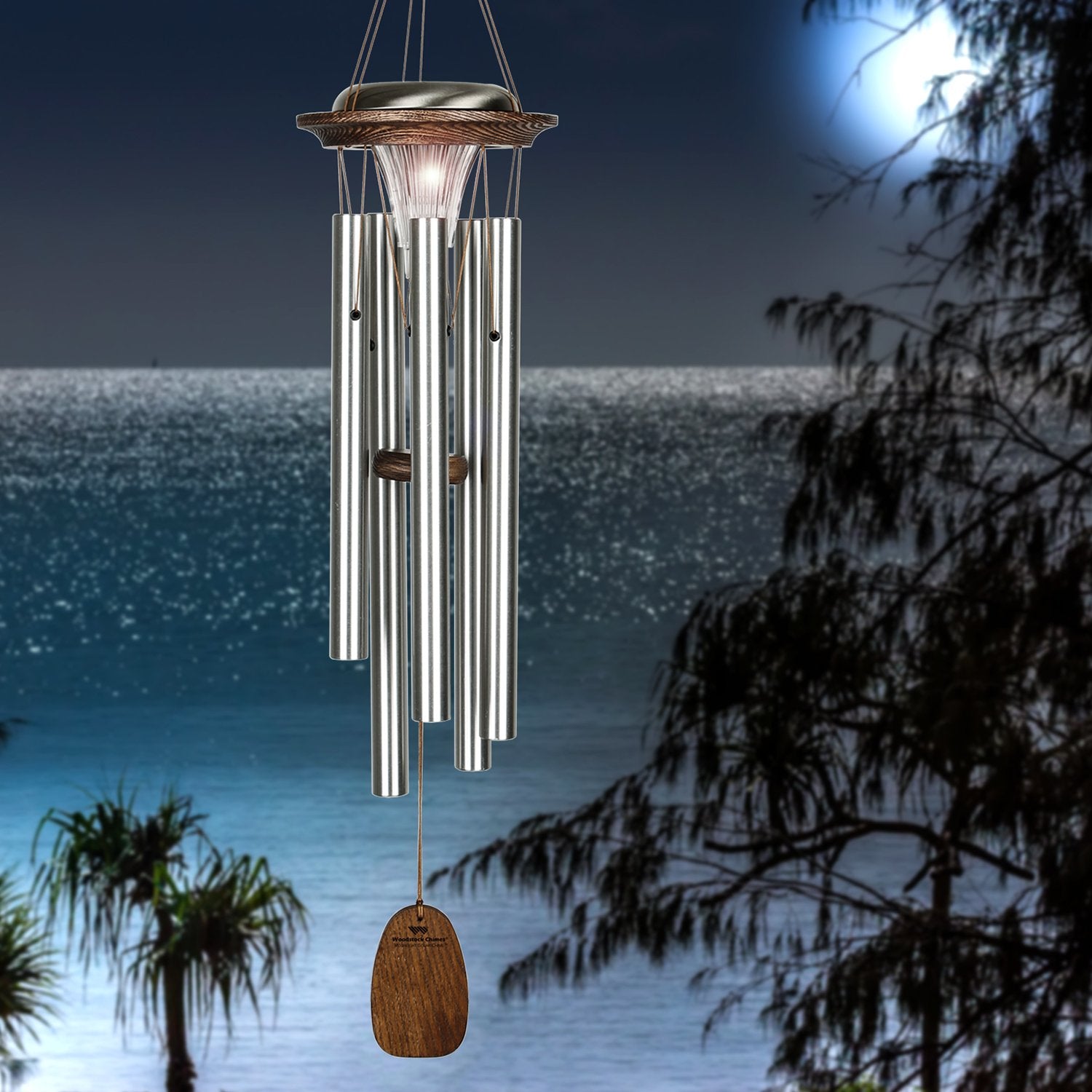 Moonlight Solar Chimes - Silver lifestyle image